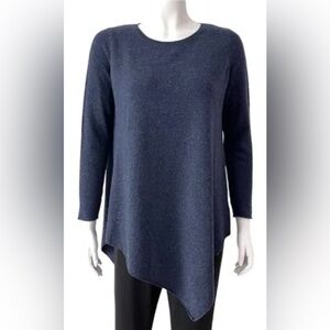 EUC Joie Wool/Cashmere Long Sleeve Sweater Asymmetrical Hem Navy Blue Sz Large